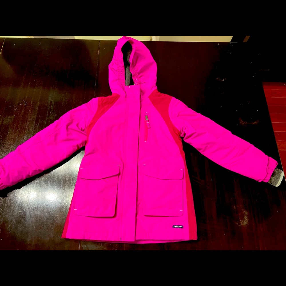 Lands’ End Girls Squall Park -Size S (7-8) in Raspberry Pink